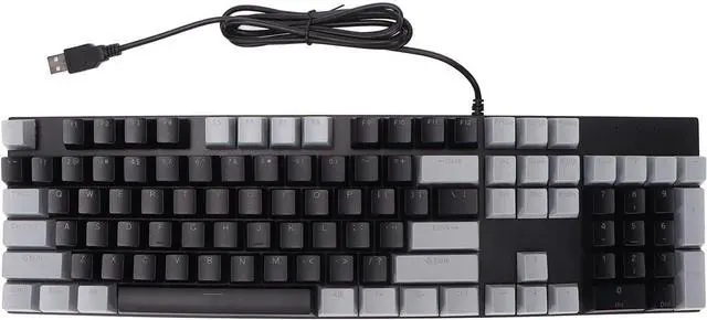 Main image of 104 Key Mechanical Gaming Keyboard with Blue Switches, RGB Backlit, USB Wired, Wearproof Scratch, Ergonomic, 20 Lighting Modes for PC and Notebook (Gray Black)