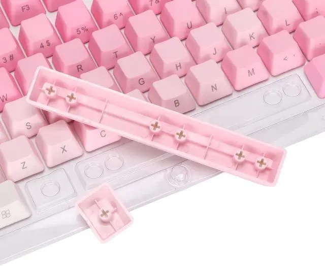 Alt view image 7 of 7 - 104pcs Custom Keycaps, Pink White PBT Material, Opaque Side Engraving, Oil Coating, Matte Ergonomic Design, Replacement Keycap Set for Most 61/87/104 Mechanical Keyboard