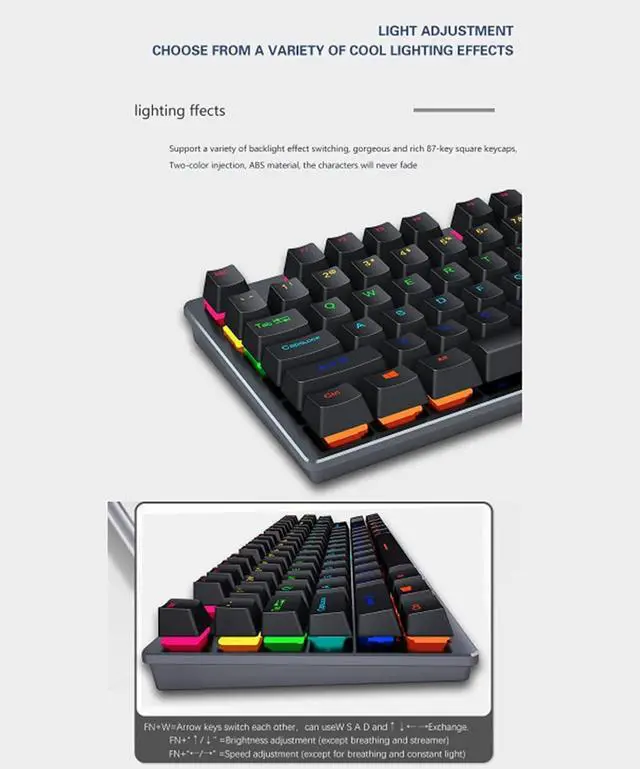 Alt view image 4 of 7 - LJFLI Gaming Keyboard Mechanical Wired Green Axis Office Keyboard E-Sports Computer Games