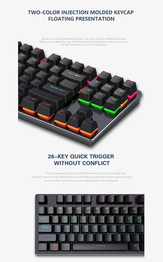 Alt view image 5 of 7 - LJFLI Gaming Keyboard Mechanical Wired Green Axis Office Keyboard E-Sports Computer Games