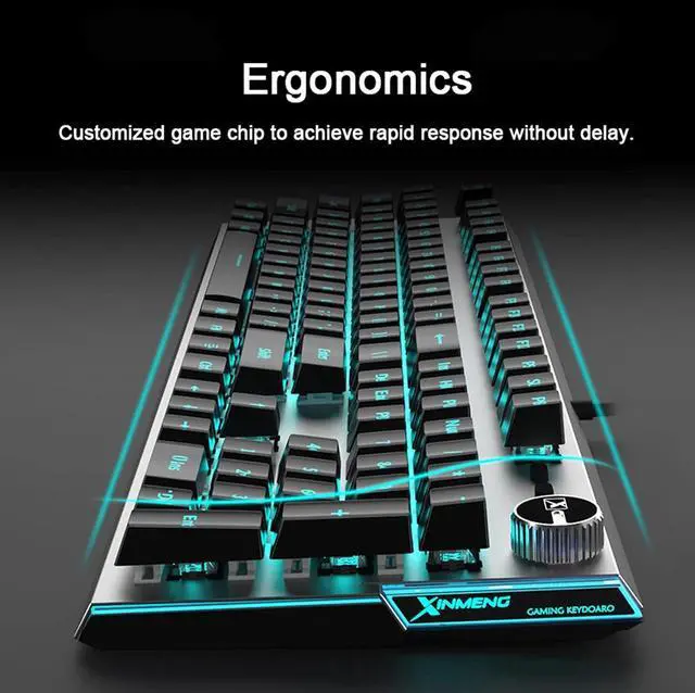 Alt view image 3 of 7 - LJFLI Gaming Keyboard and Mouse Combo Wired Translucent Punk Retro E-Sports Game eat Chicken Backlit Titanium Alloy Black Blue axis Blue