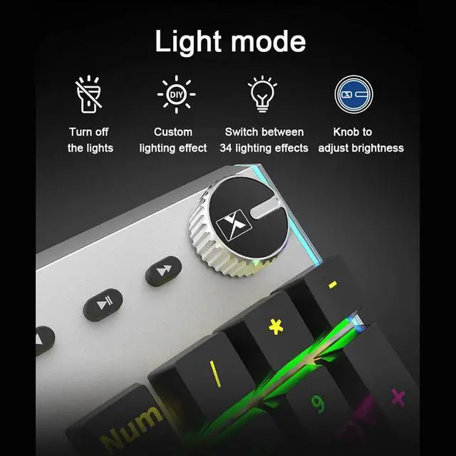 Alt view image 4 of 7 - LJFLI Gaming Keyboard and Mouse Combo Wired Translucent Punk Retro E-Sports Game eat Chicken Backlit Titanium Alloy Black Blue axis Blue