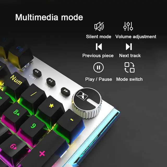 Alt view image 5 of 7 - LJFLI Gaming Keyboard and Mouse Combo Wired Translucent Punk Retro E-Sports Game eat Chicken Backlit Titanium Alloy Black Blue axis Blue