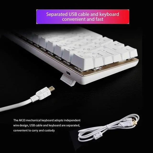 Alt view image 2 of 7 - AK33 Linear Tion Mechanical Keyboard Gaming E-Sport Keyboard 82 Keys USB Wired -Ghosting r PC Notebook Laptop Desktop Common