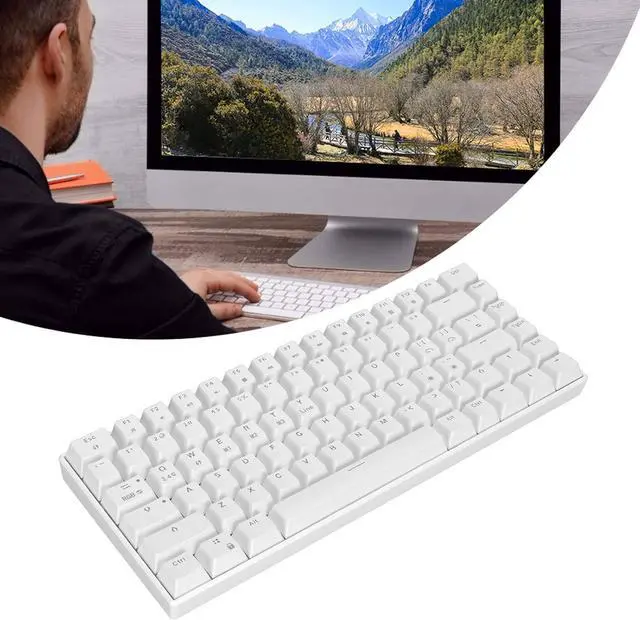 Alt view image 2 of 7 - Mechanical Gaming Keyboard, 82 Keys Ergonomic Keyboard 2.4G BT 3.0 5.0 Wired Three Mode Keyboard RGB Backlight with Knob for for iOS for Android (Linear Action Switch)