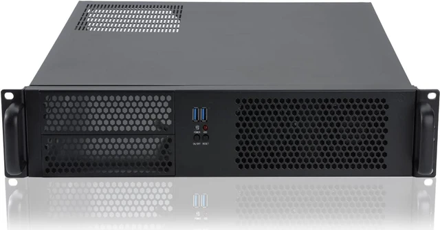 Alt view image 2 of 5 - 2U Micro ATX Server Case Compact Rackmount Chassis with 2 x 5.25 Bays, ATX PS2 PSU Support, 120mm Top Fan, USB3.0 with 2.0 Adapter