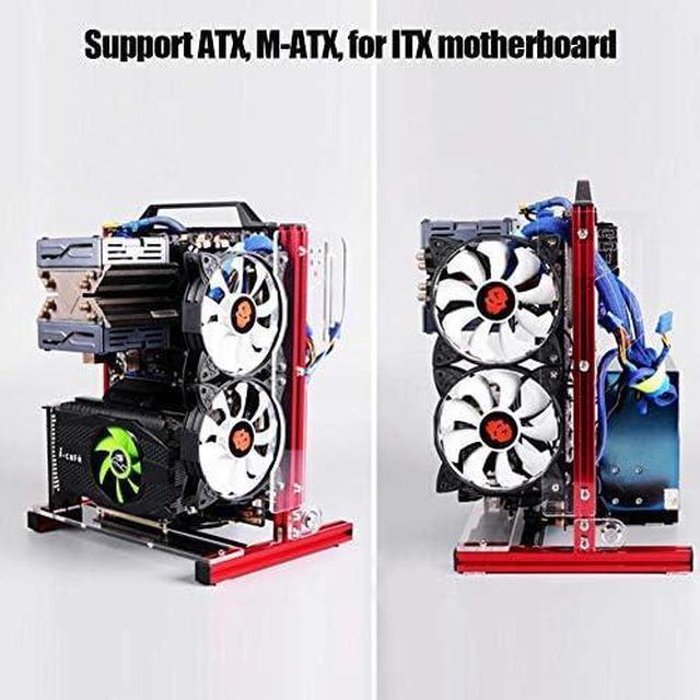 Alt view image 2 of 7 - M ATX/ATX/ITX Motherboard Chassis DIY Set,Computer Aluminum Open Air Frame Chassis Case, Vertical Overclocking Open Aluminum Frame Chassis Rack,Good Heat Dissipation(Red)