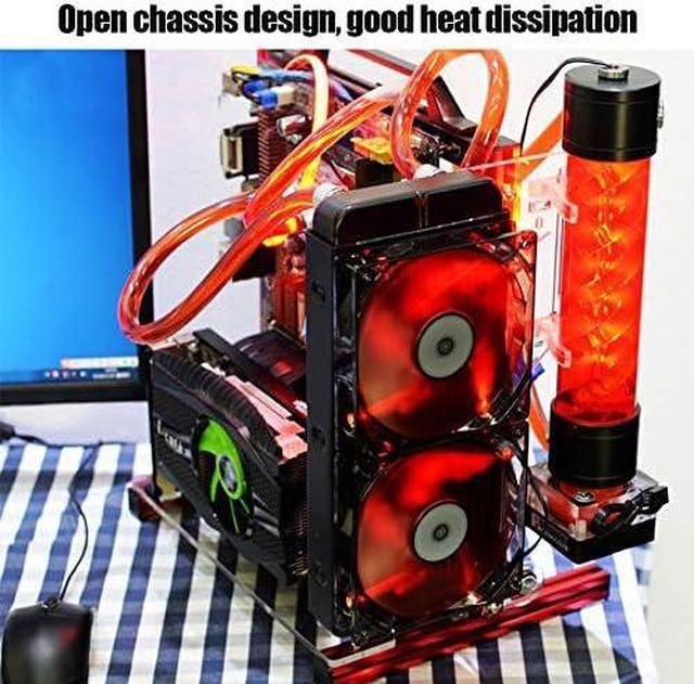 Alt view image 3 of 7 - M ATX/ATX/ITX Motherboard Chassis DIY Set,Computer Aluminum Open Air Frame Chassis Case, Vertical Overclocking Open Aluminum Frame Chassis Rack,Good Heat Dissipation(Red)