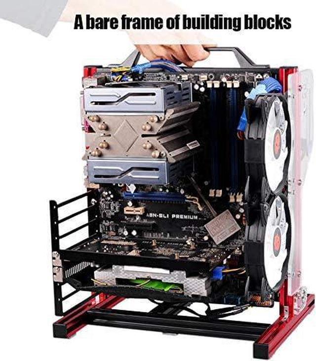 Alt view image 4 of 7 - M ATX/ATX/ITX Motherboard Chassis DIY Set,Computer Aluminum Open Air Frame Chassis Case, Vertical Overclocking Open Aluminum Frame Chassis Rack,Good Heat Dissipation(Red)