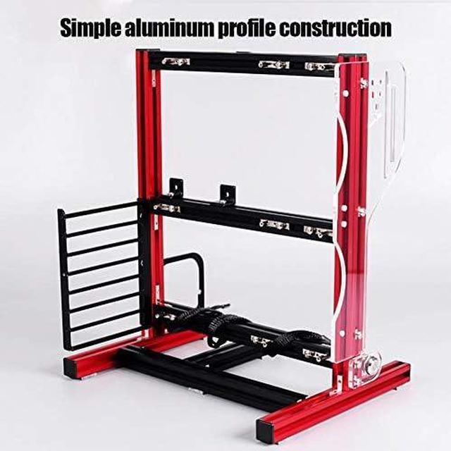 Alt view image 5 of 7 - M ATX/ATX/ITX Motherboard Chassis DIY Set,Computer Aluminum Open Air Frame Chassis Case, Vertical Overclocking Open Aluminum Frame Chassis Rack,Good Heat Dissipation(Red)