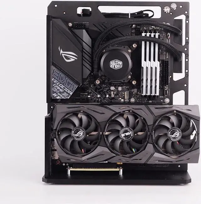Alt view image 2 of 5 - EDIY PC Case Test Bench Computer Chassis Aluminum Open Air Compatible ATX MATX ITX Motherboard Computer Cooling Vertical Personalized Chassis Black