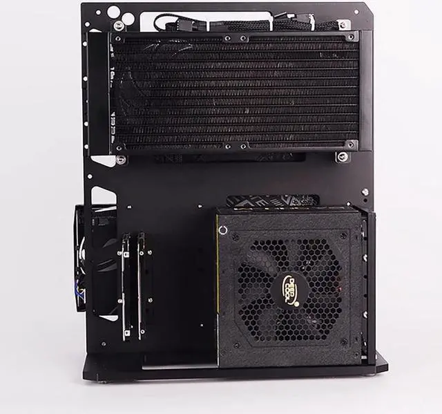 Alt view image 3 of 5 - EDIY PC Case Test Bench Computer Chassis Aluminum Open Air Compatible ATX MATX ITX Motherboard Computer Cooling Vertical Personalized Chassis Black