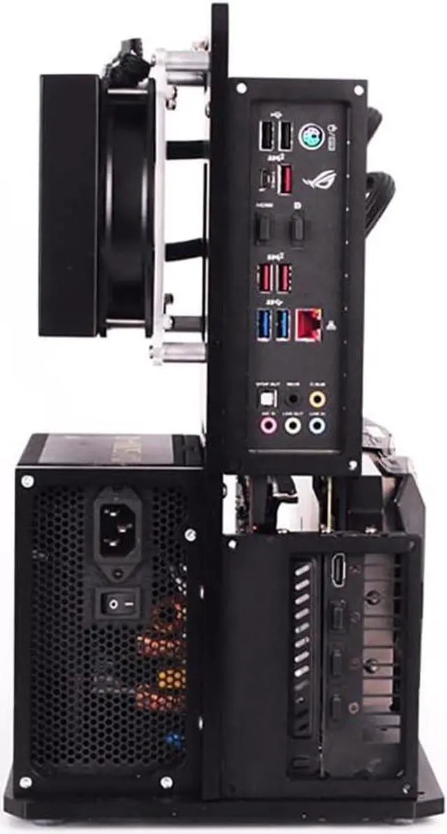 Alt view image 4 of 5 - EDIY PC Case Test Bench Computer Chassis Aluminum Open Air Compatible ATX MATX ITX Motherboard Computer Cooling Vertical Personalized Chassis Black