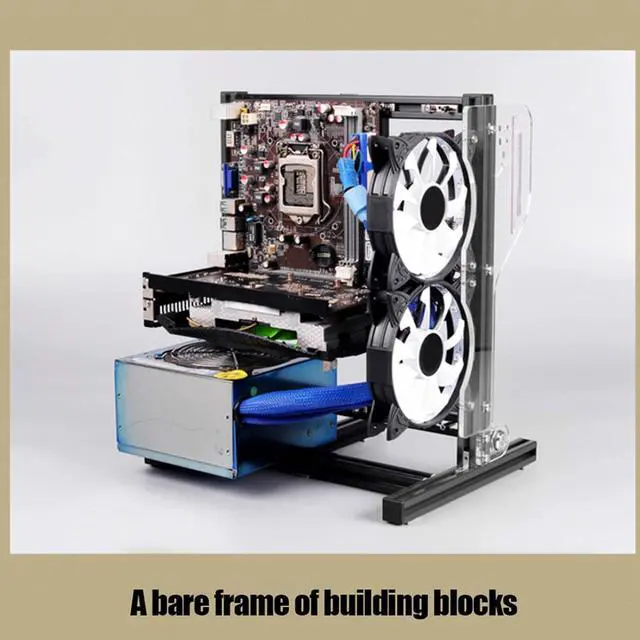Alt view image 5 of 7 - Gaming Computer Case Chassis, DIY ATX/M-ATX/ITX Open Chassis Vertical Overclocking Open Aluminum Frame Chassis Rack with Full Bare Heat Dissipation(black)