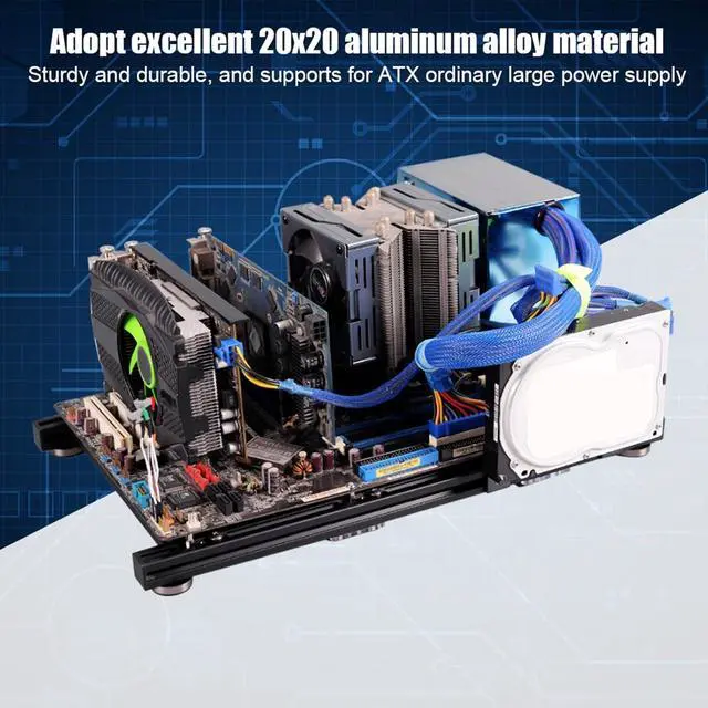 Alt view image 4 of 7 - DIY Open Frame Aluminum Alloy ATX Computer PC Case Overclocking Test with 4 PCI Extended Card Slot Computer Case, ATX PC Case, Easy to Install