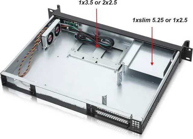 Alt view image 5 of 6 - RackChoice 1U Rackmount Server Chassis 11.8" Depth Support Mini-itx M/B only