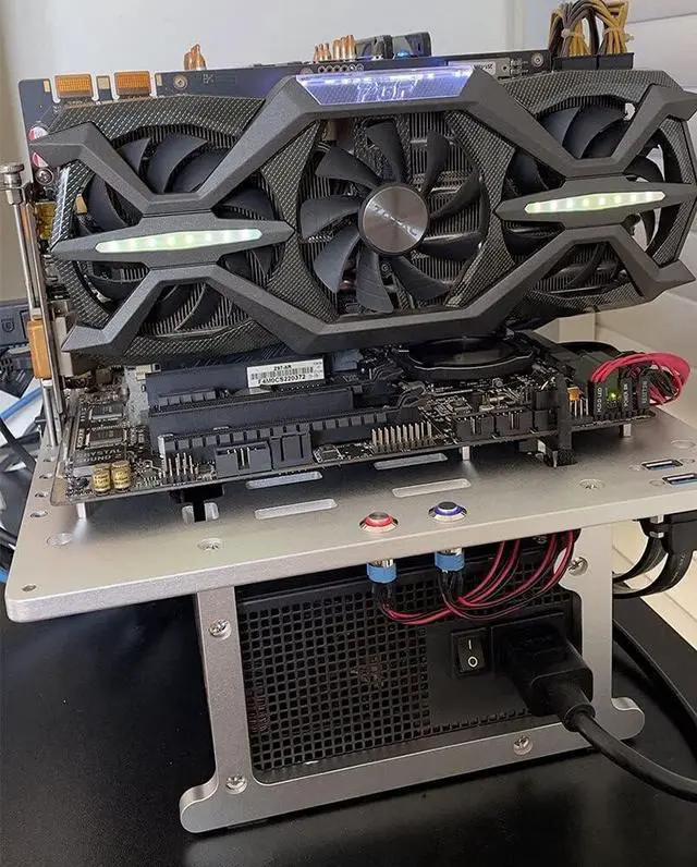 Alt view image 6 of 7 - Open Air ATX PC Frame HTPC Water Cooling Test Bench Aluminum Case Bare Overclocking DIY Computer Support Graphics Card Silver