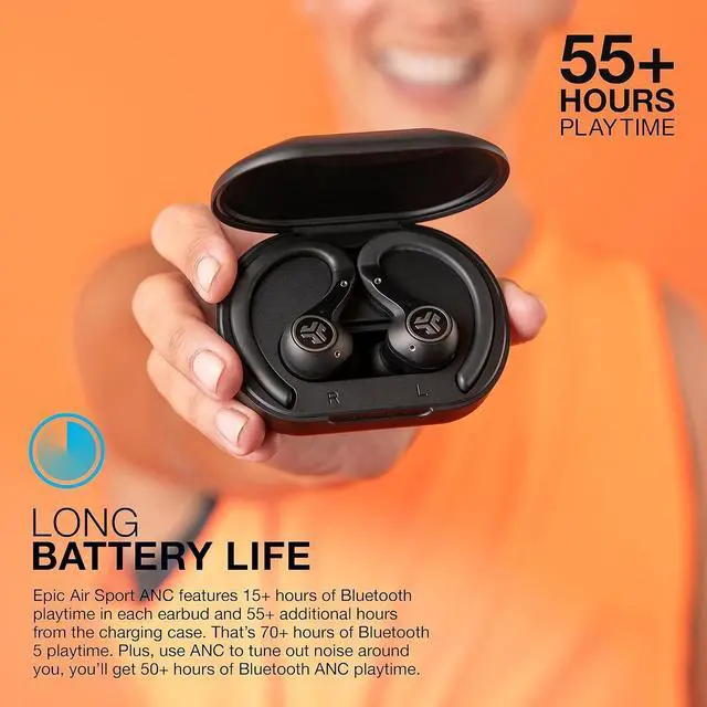 Alt view image 2 of 6 - Epic Air Sport ANC Gen 2 True Wireless Bluetooth Earbuds Headphones for Working Out IP66 Sweatproof 15-Hour Battery Life +55-Hour Charging Case Music Controls 3 EQ Sound Settings