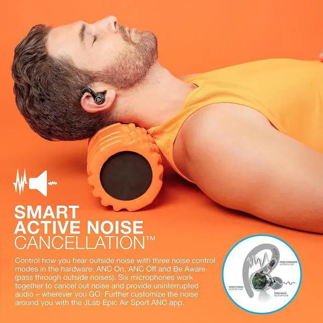 Alt view image 3 of 6 - Epic Air Sport ANC Gen 2 True Wireless Bluetooth Earbuds Headphones for Working Out IP66 Sweatproof 15-Hour Battery Life +55-Hour Charging Case Music Controls 3 EQ Sound Settings