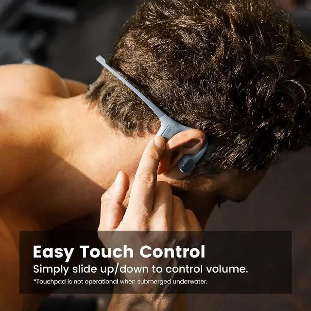 Alt view image 7 of 7 - mojawa Run Plus Bone Conduction Headphones Bluetooth, IP68 Waterproof Open Ear Wireless Sports Headphones with 32GB MP3 for Running, Swimming, Cycling, Gym and Workouts, Blue