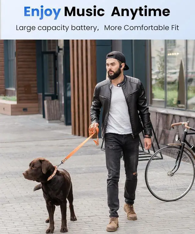 Alt view image 6 of 7 - Bone Conduction Headphones, Wireless Open-Ear Headphones, Bluetooth 5.3 with Mic - MP3 Play Built-in 32GB Memory, IPX8 Waterproof Sports Headphones for Gym Workout Swimming Running Cycling.