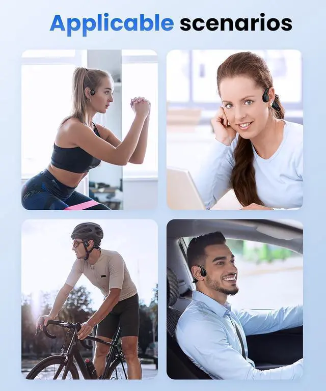 Alt view image 7 of 7 - Bone Conduction Headphones, Wireless Open-Ear Headphones, Bluetooth 5.3 with Mic - MP3 Play Built-in 32GB Memory, IPX8 Waterproof Sports Headphones for Gym Workout Swimming Running Cycling.