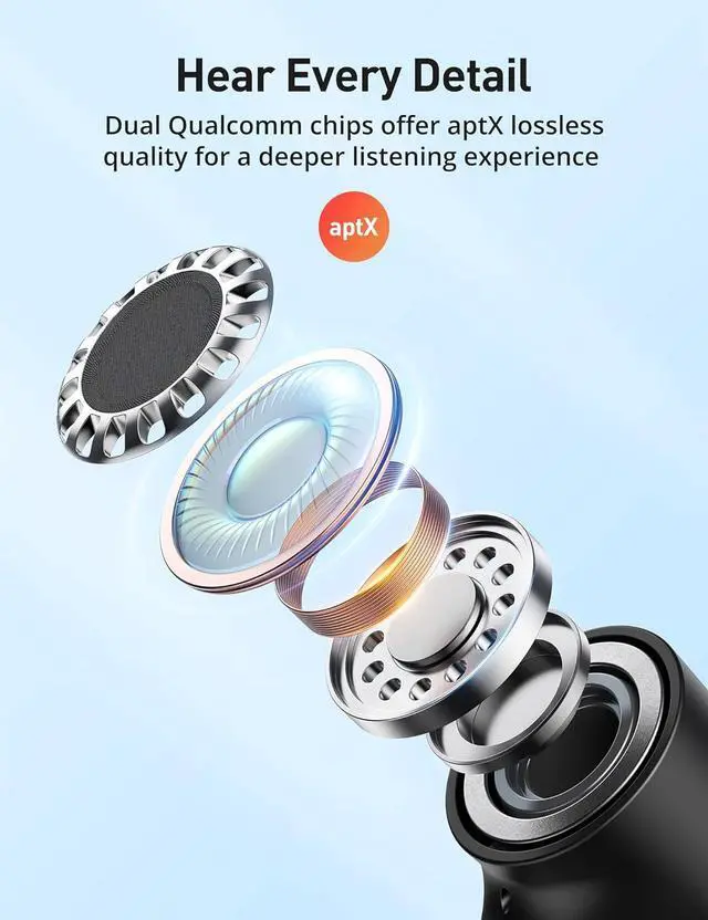 Alt view image 2 of 6 - Bluetooth Headphones, Bluetooth 5.2 Stereo aptX Wireless Earbuds Bass Magnetic Neckband IPX7 Waterproof Earbuds Bulit-in Mic with 24H Playtime, Lightweight Earphones for Sport, Gym, Running