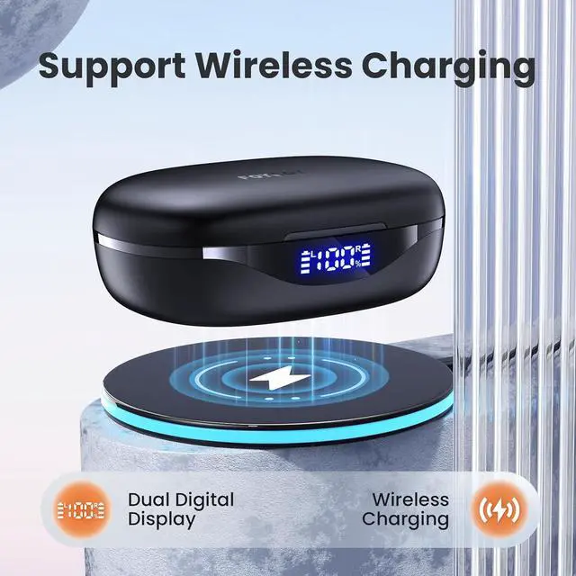 Alt view image 5 of 7 - Wireless Earbuds Bluetooth Headphones 90Hrs Playtime Ear Buds IPX7 Waterproof Sports Earphones Wireless Charging Case Over-Ear Earhooks Headest
