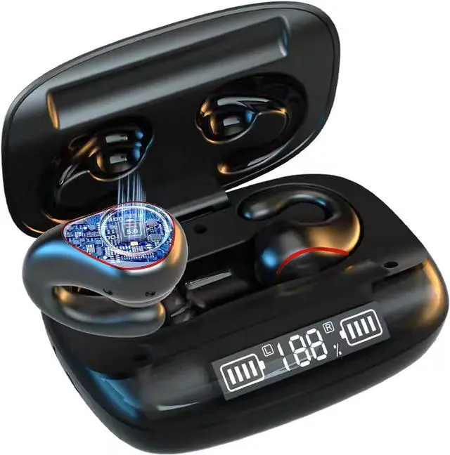 Main image of Clip on Open Ear Headphones Wireless Bluetooth Ear Clip Bone Conduction Bluetooth Head Set True Wireless Earbuds for iPhone Android Buds Earphones for Small Ear Canals