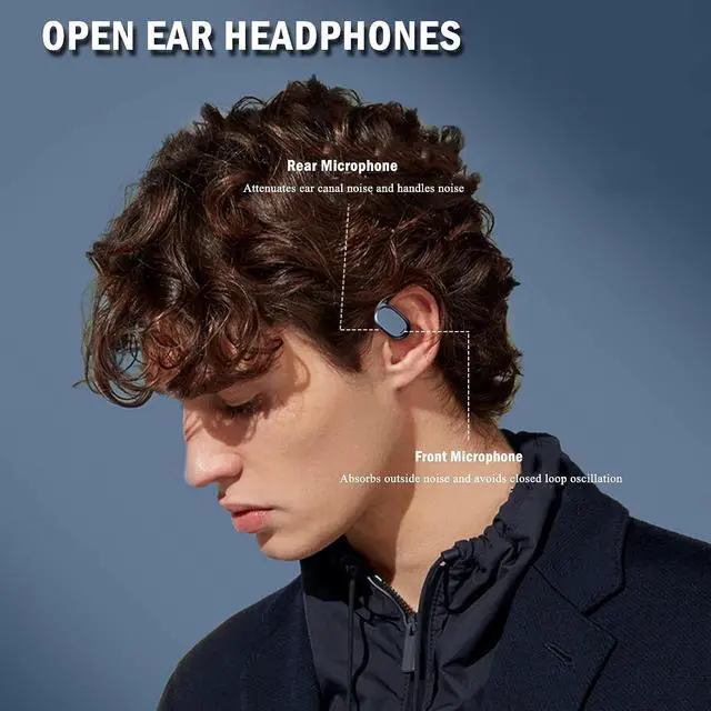 Alt view image 2 of 7 - Open Ear Headphones Bone Conduction Earbuds Wireless Bluetooth for Android iPhone, Sport Wireless Earbuds with Earhooks Waterproof Outer Ear Headphones