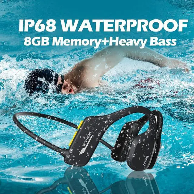 Alt view image 2 of 7 - Bone Conduction Headphones Swimming Underwater IPX8 Waterproof Headphones Underwater Waterproof Earbuds for Swimming Swim Headphones Bluetooth Bone Conduction Head Set MP3 Player with 8G Memory