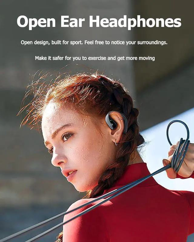 Alt view image 2 of 7 - Wireless Ear Hanging Bluetooth Headset Open Ear Headphones Wireless Bluetooth Earbuds with Earhooks Earless Out of Ear Air Bone Conduction Headphones Bluetooth Over The Ear Wireless Earbuds for Sport