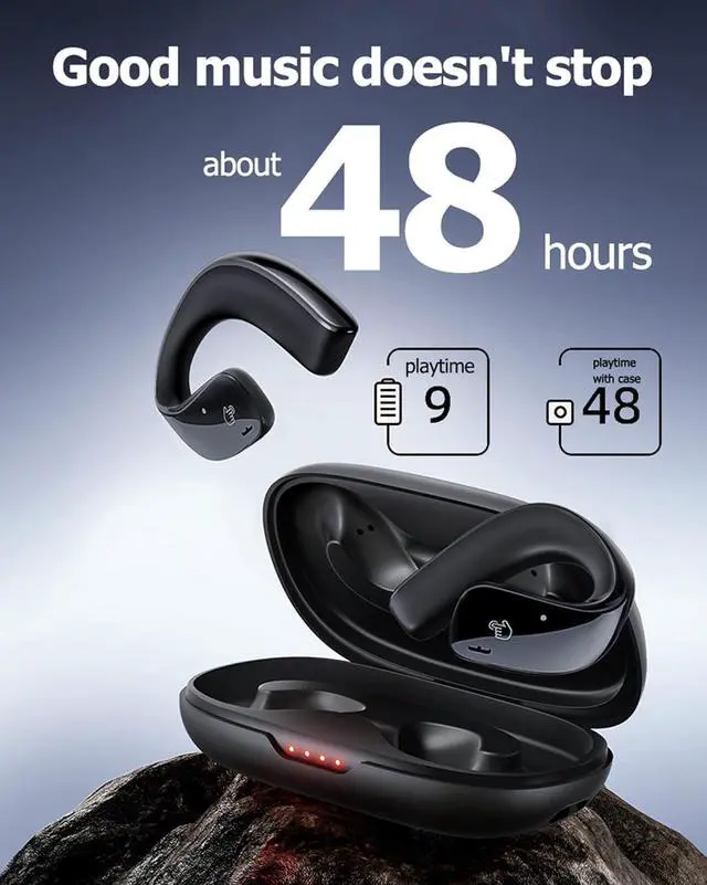 Alt view image 3 of 7 - Wireless Ear Hanging Bluetooth Headset Open Ear Headphones Wireless Bluetooth Earbuds with Earhooks Earless Out of Ear Air Bone Conduction Headphones Bluetooth Over The Ear Wireless Earbuds for Sport