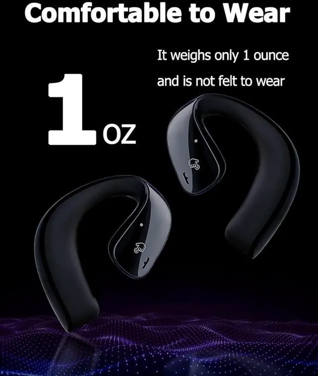 Alt view image 5 of 7 - Wireless Ear Hanging Bluetooth Headset Open Ear Headphones Wireless Bluetooth Earbuds with Earhooks Earless Out of Ear Air Bone Conduction Headphones Bluetooth Over The Ear Wireless Earbuds for Sport