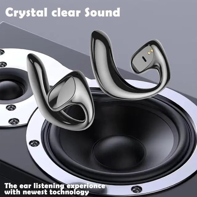 Alt view image 6 of 7 - Wrap Around Over Ear Earbuds Bone Conduction Open Ear Headphones Wireless Bluetooth Open Ear Earbuds with Ear Hook Mic Earbud Bone Conduction Head Set Headset Ear Buds Bone Conducting Headphones