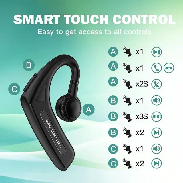 Alt view image 5 of 7 - Open Ear Headphones Bluetooth Single Bone Conduction Wireless Earbuds with Earhooks Microphone Earphones Waterproof Long Battery Life Earpiece for Workout Sports Running Android iOS Non Ear Plug Green