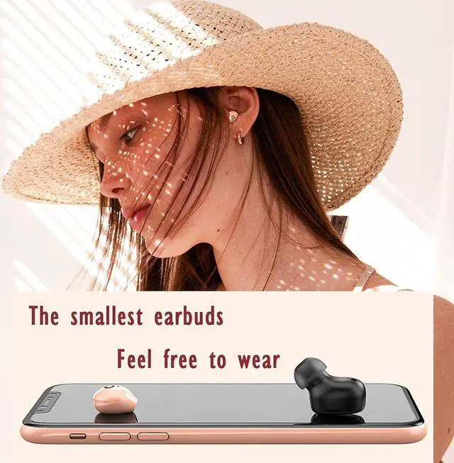 Alt view image 2 of 7 - Xmenha Pink Smallest Invisible Hidden Earbuds Small for Work Wireless Bluetooth Micro Mini Tiny Sleep Earbuds for Small Ears Noise Cancelling Ear Buds Sleepping Buds Invisible Earbud Small Cute