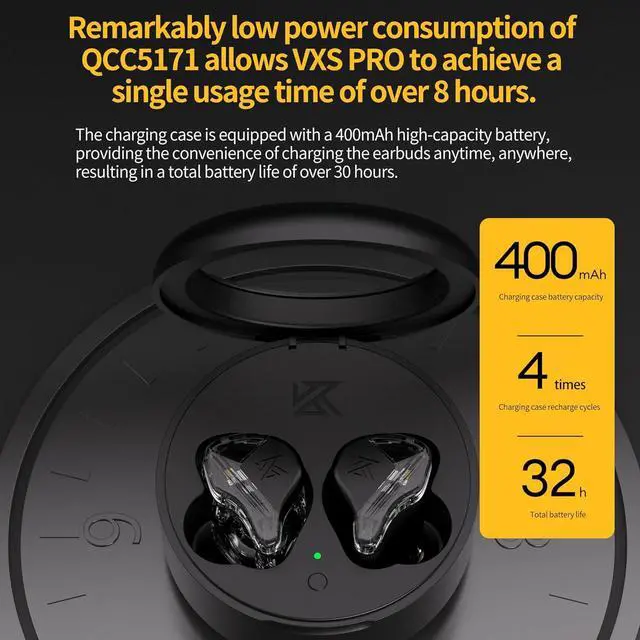 Alt view image 6 of 7 - KZ VXS Pro True Wireless Earbuds Headphones Bluetooth 5.3 in-Ear TWS HiFi Earphones with Microphone Aptx 32Hours Noise Cancel
