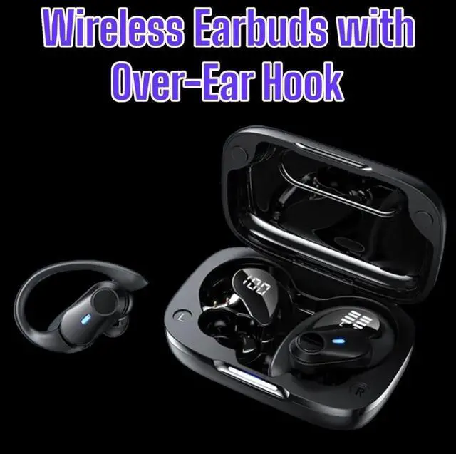 Alt view image 5 of 7 - for Google Pixel 7 Wireless Earbuds Bluetooth Headphones, Over Ear Waterproof with Microphone LED Display for Sports Running Workout - Black