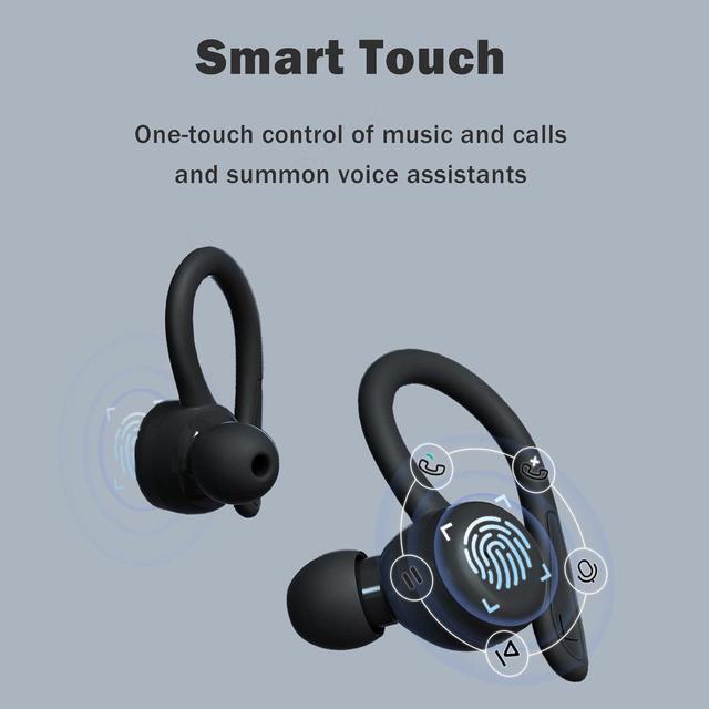 Alt view image 4 of 7 - Orange Over the Ear Wireless Earbuds with Earhooks Bluetooth Earbuds with Ear Hook Workout Running Sport Headphones Waterproof Ear Buds Small Mini Earphones Noise Cancelling Headset with Microphone