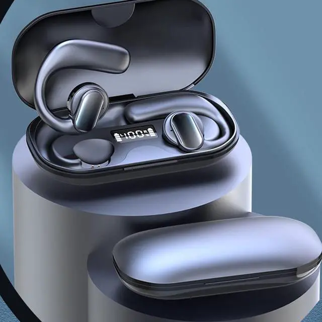 Alt view image 5 of 6 - LELEBEAR TWS Wireless Bone Conduction Digital Bluetooth Earbuds, 2023 New Bluetooth 5.3 Ear Buds Open Ear Headphones for Sports Workout (Black)