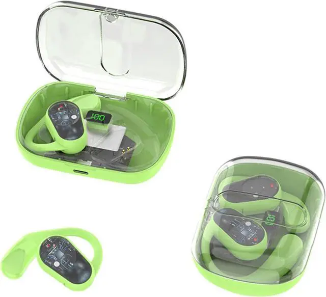 Main image of Xmenha Green Open Ear Earbuds Bone Conduction Earbuds with Earhooks Wireless Bluetooth Bone Conduction Headphones Headset Head Set Sports Open Ear Bone Conducting Induction Earbud Earphones for Work