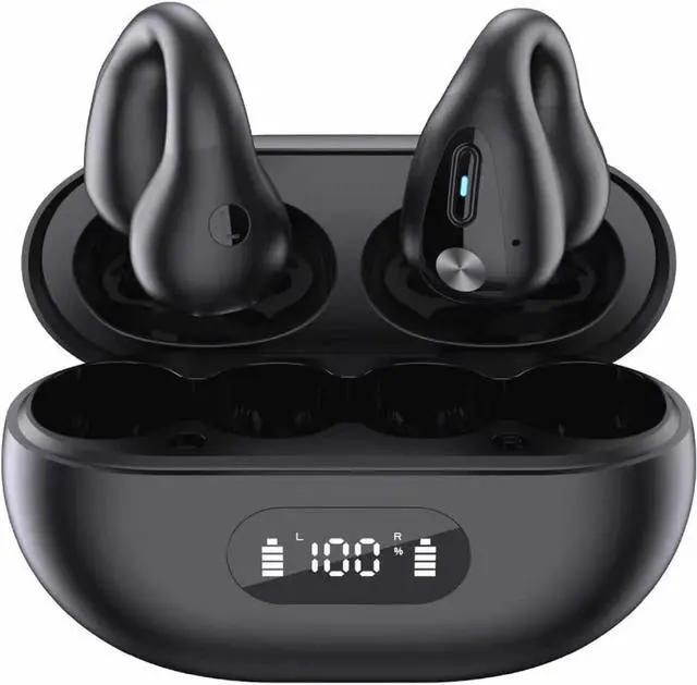Main image of Open Ear Bone Conduction Earbuds Open Ear Headphones Wireless Bluetooth Bone Conducting Earphones Gym Sport Running Workout Ear Buds Comfortable Lightweight for Small Ear Canals Black