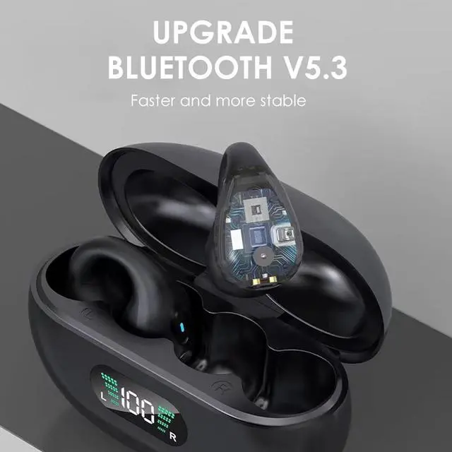 Alt view image 5 of 7 - Open Ear Bone Conduction Earbuds Open Ear Headphones Wireless Bluetooth Bone Conducting Earphones Gym Sport Running Workout Ear Buds Comfortable Lightweight for Small Ear Canals Black