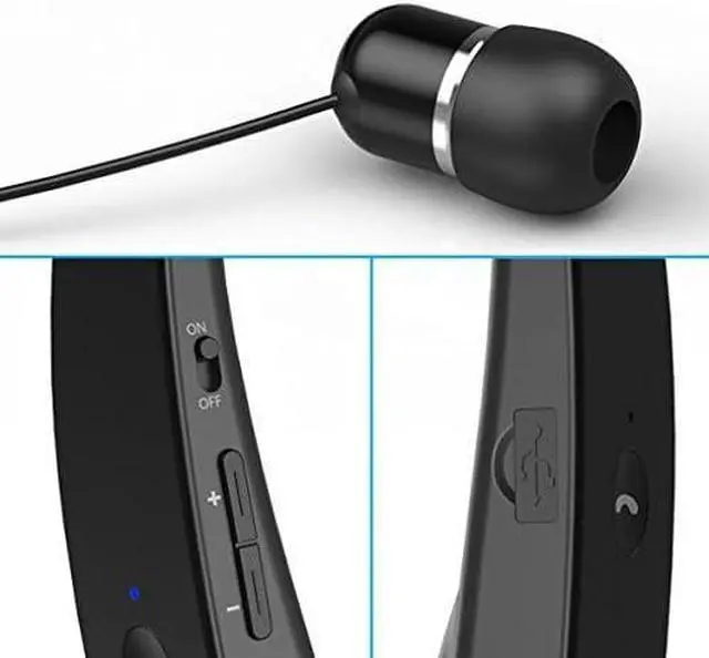 Main image of Neckband Wireless HiFi Sound Headset w Retractable Earbuds Premium Earphones Headphones Hands-Free Mic [Folding] for Amazon Fire HD 10, 8, Kindle DX, Fire, HD 6, 7, 8.9, HDX 7, 8.9
