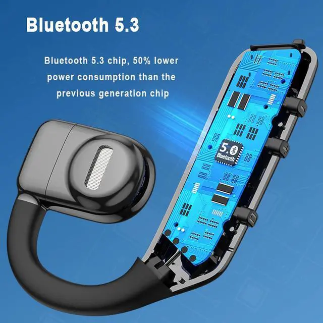 Alt view image 3 of 7 - Open Ear Headphones Wireless Bluetooth Air Bone Conduction Headphones Head Set with Mic Single Ear Bluetooth Headset Bone Conducting Earphones Ear Buds Workout Earpiece Bluetooth Wireless Black