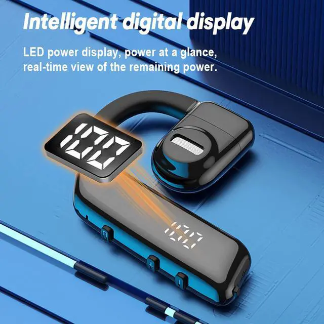 Alt view image 6 of 7 - Open Ear Headphones Wireless Bluetooth Air Bone Conduction Headphones Head Set with Mic Single Ear Bluetooth Headset Bone Conducting Earphones Ear Buds Workout Earpiece Bluetooth Wireless Black