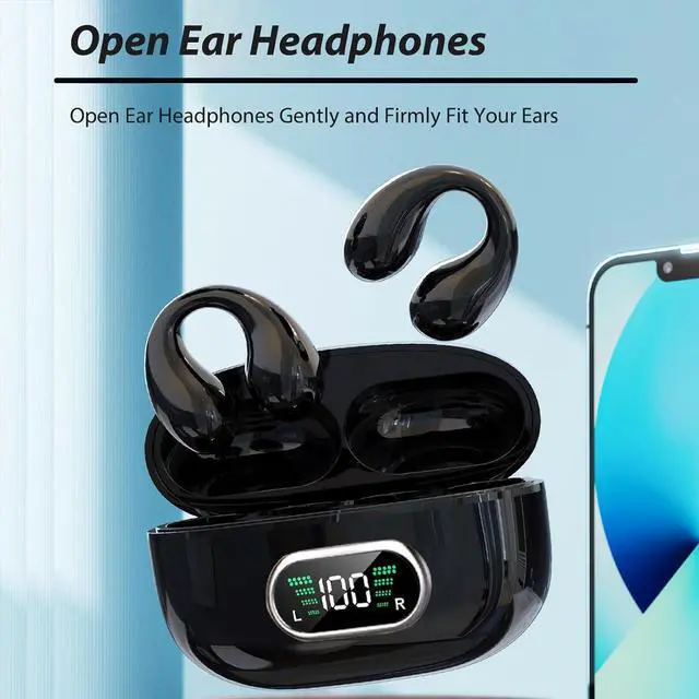Alt view image 2 of 7 - Open Ear Headphones Bone Conducting Induction Earphones Wireless Ear Clip Bone Conduction Earbuds Wireless Ear Clips Ear Buds Ear Clip Bone Conduction Headphones Bluetooth Earbuds Headset