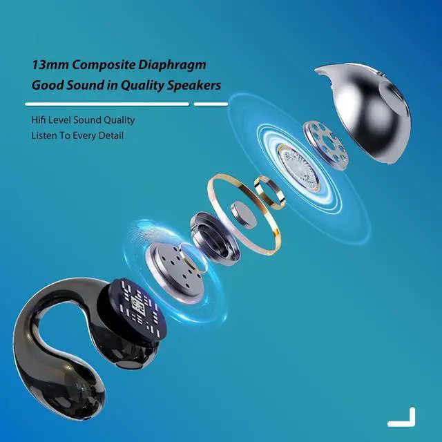 Alt view image 4 of 7 - Open Ear Headphones Bone Conducting Induction Earphones Wireless Ear Clip Bone Conduction Earbuds Wireless Ear Clips Ear Buds Ear Clip Bone Conduction Headphones Bluetooth Earbuds Headset