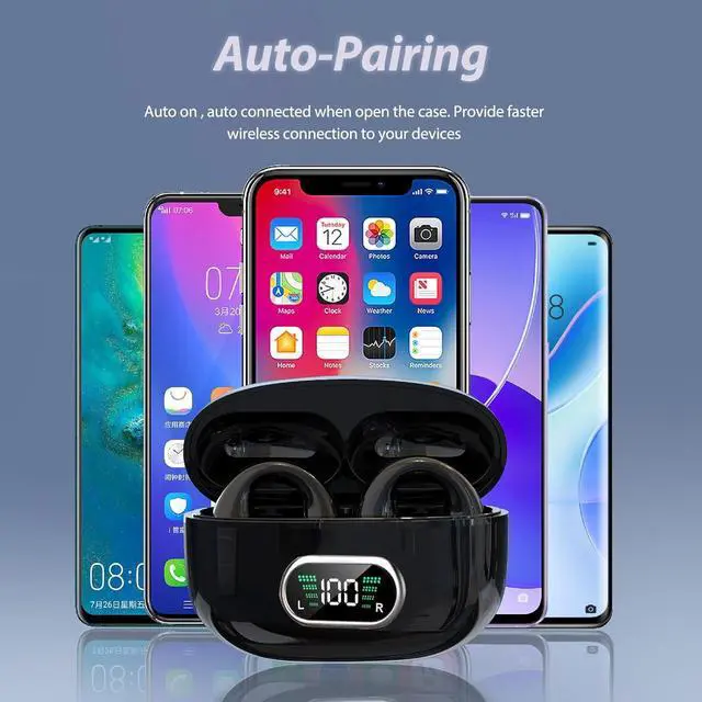 Alt view image 6 of 7 - Open Ear Headphones Bone Conducting Induction Earphones Wireless Ear Clip Bone Conduction Earbuds Wireless Ear Clips Ear Buds Ear Clip Bone Conduction Headphones Bluetooth Earbuds Headset